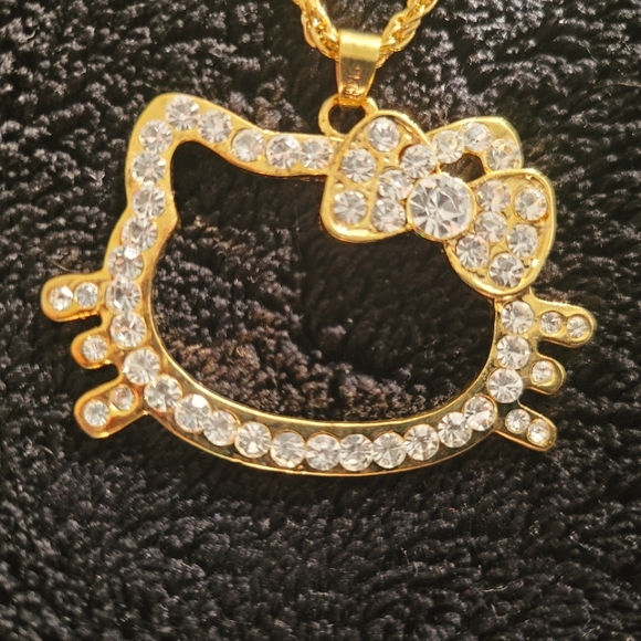 Gold Hello Kitty Rhinestone Necklace - Picture 2 of 4